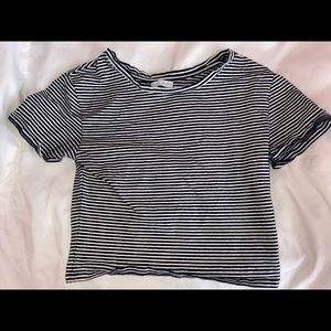 zara striped cropped tee